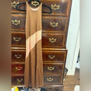 Free People Brown and Pink Maxi Skirt